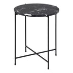 Avril Side Table with Black Polished Marble Stone 42x45cm