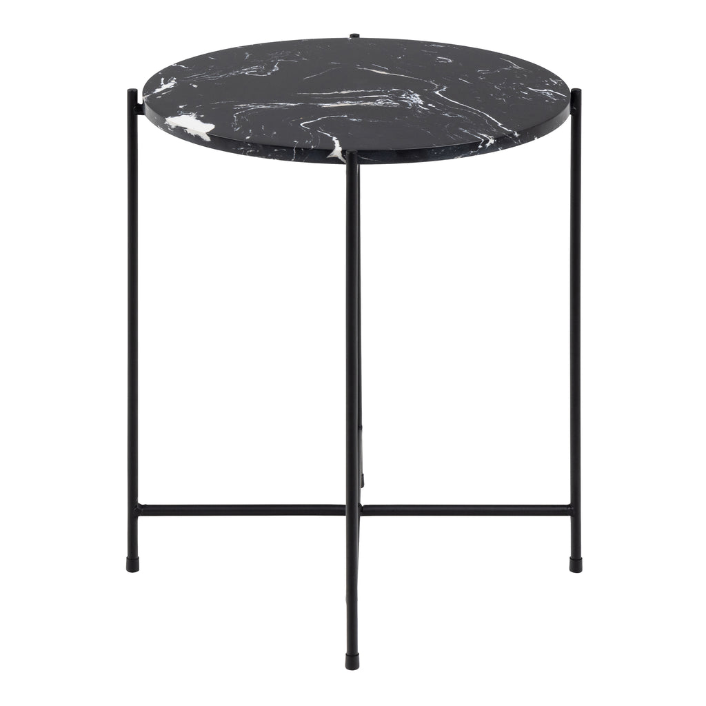 Avril Side Table with Black Polished Marble Stone 42x45cm