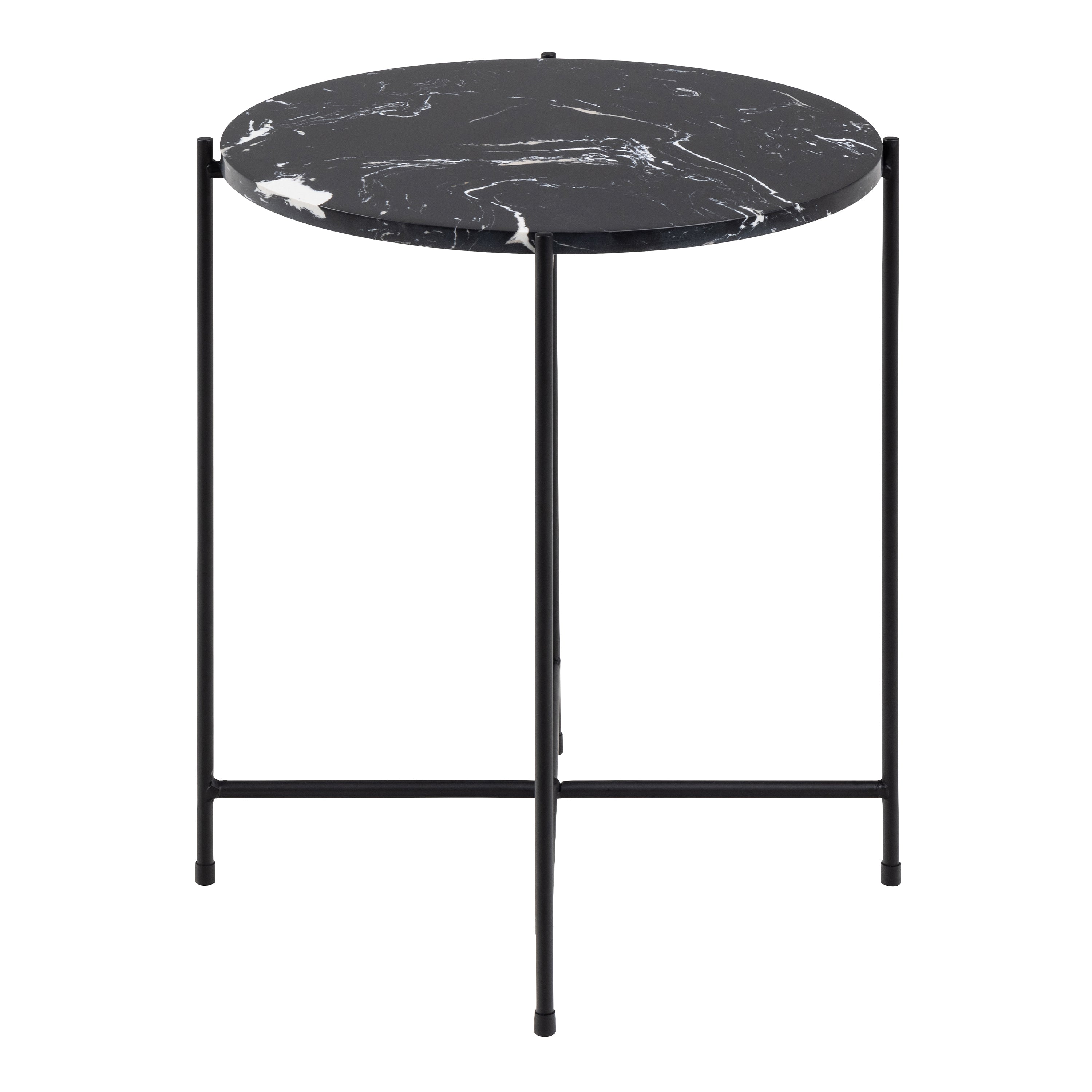 Avril Side Table with Black Polished Marble Stone 42x45cm