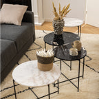 Avril Side Table with Black Polished Marble Stone 42x45cm