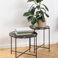 Avril Side Table with Black Polished Marble Stone 42x45cm