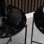 Avril Side Table with Black Polished Marble Stone 42x45cm