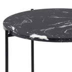 Avril Side Table with Black Polished Marble Stone 42x45cm