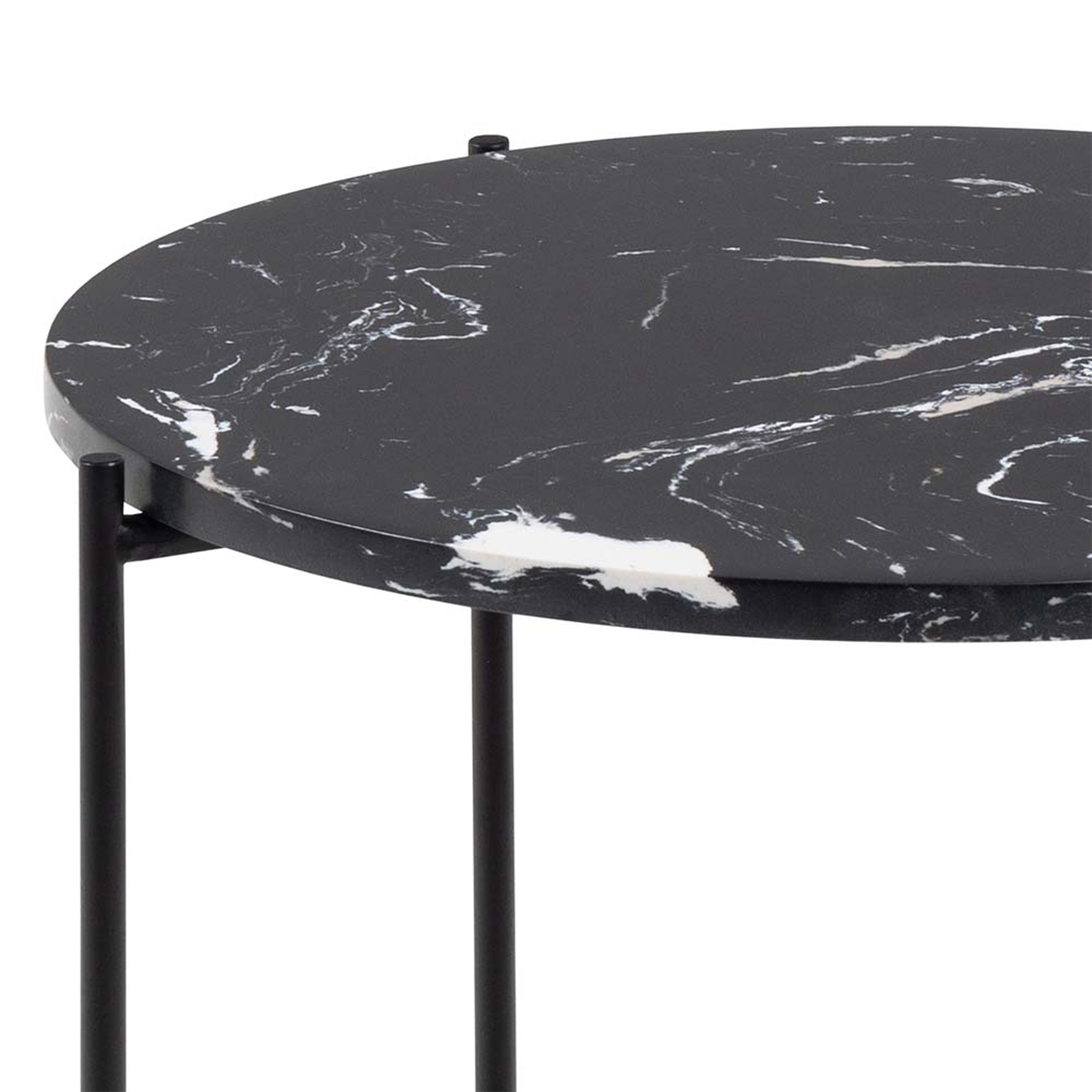 Avril Side Table with Black Polished Marble Stone 42x45cm