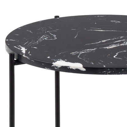 Avril Side Table with Black Polished Marble Stone 42x45cm