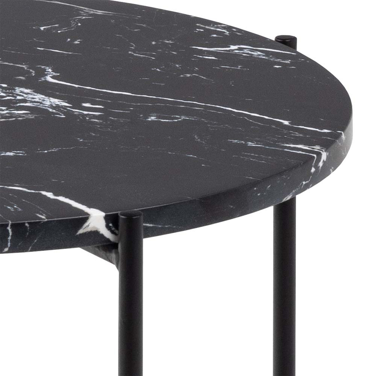 Avril Side Table with Black Polished Marble Stone 42x45cm