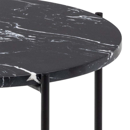 Avril Side Table with Black Polished Marble Stone 42x45cm