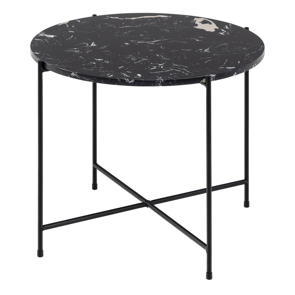 Avril Side Table with Black Polished Marble Stone 52x40cm