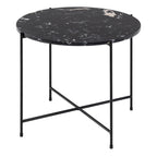Avril Side Table with Black Polished Marble Stone 52x40cm