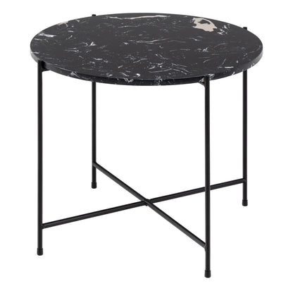 Avril Side Table with Black Polished Marble Stone 52x40cm