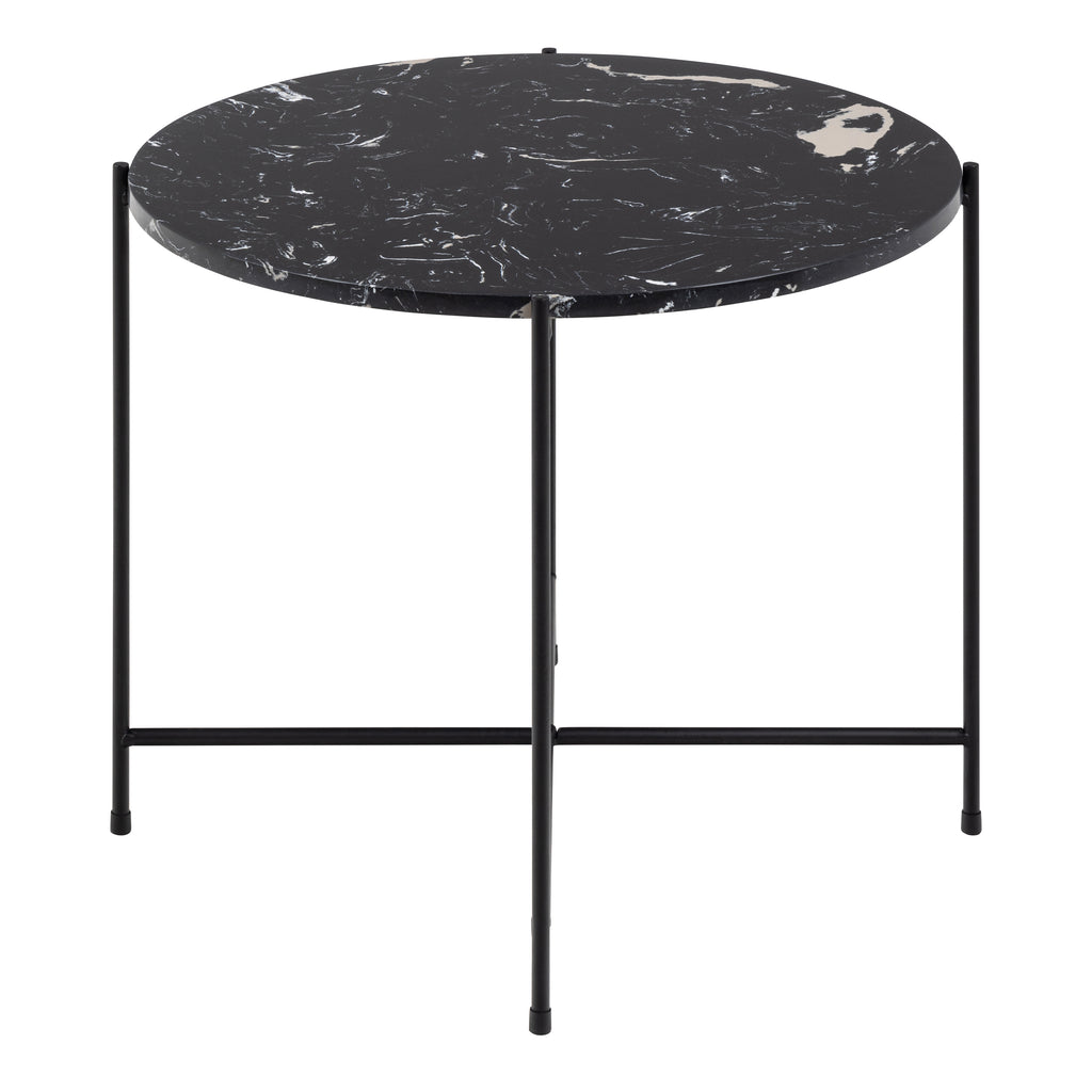 Avril Side Table with Black Polished Marble Stone 52x40cm