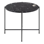 Avril Side Table with Black Polished Marble Stone 52x40cm