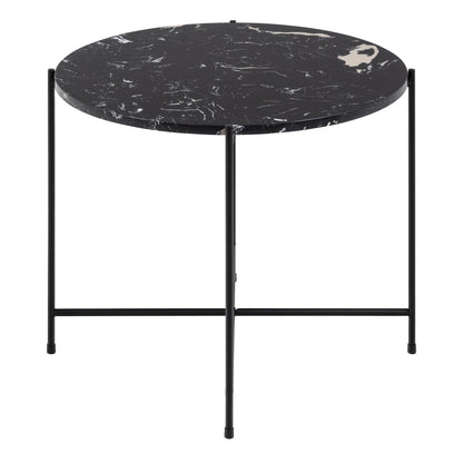 Avril Side Table with Black Polished Marble Stone 52x40cm