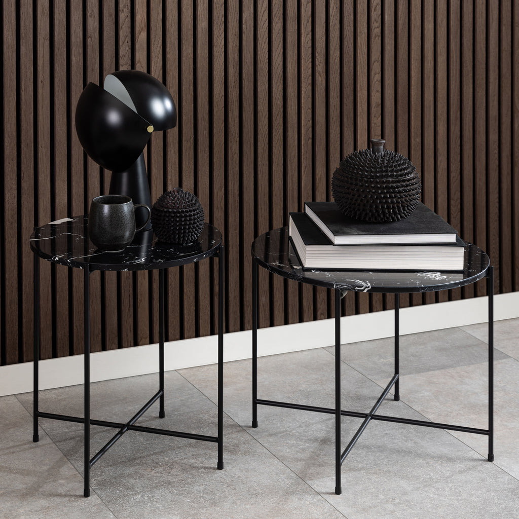 Avril Side Table with Black Polished Marble Stone 52x40cm