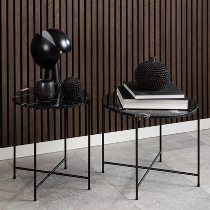 Avril Side Table with Black Polished Marble Stone 52x40cm