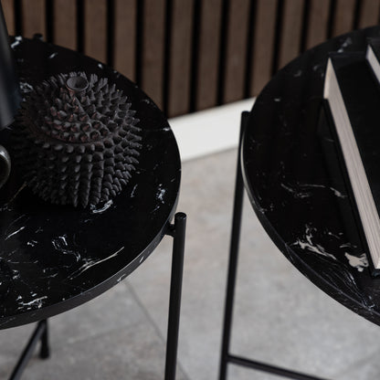 Avril Side Table with Black Polished Marble Stone 52x40cm