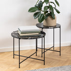 Avril Side Table with Black Polished Marble Stone 52x40cm