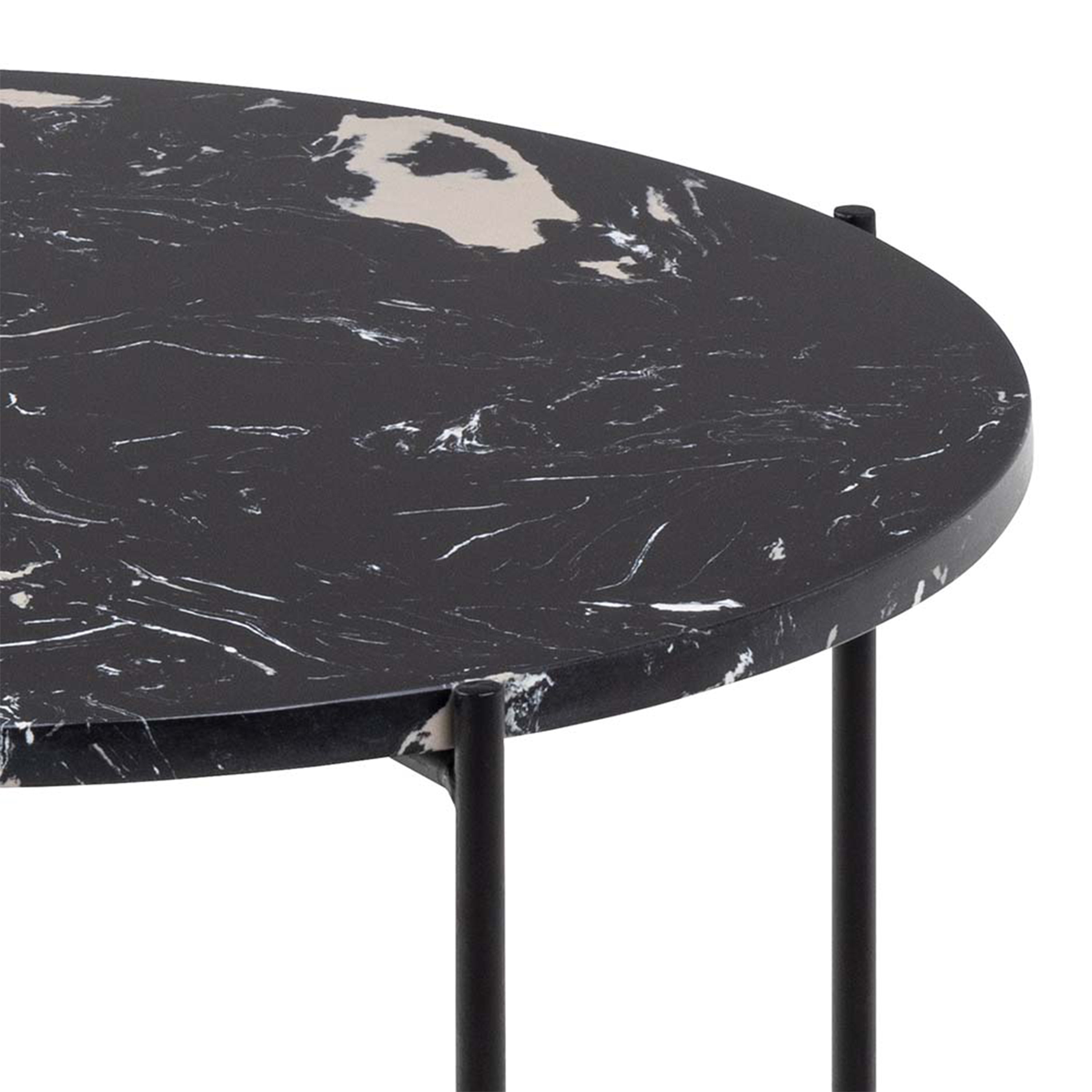 Avril Side Table with Black Polished Marble Stone 52x40cm