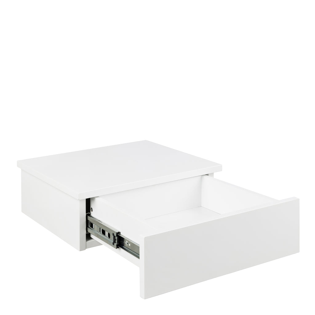 Avon Square Bedside Table with 1 Drawer in White
