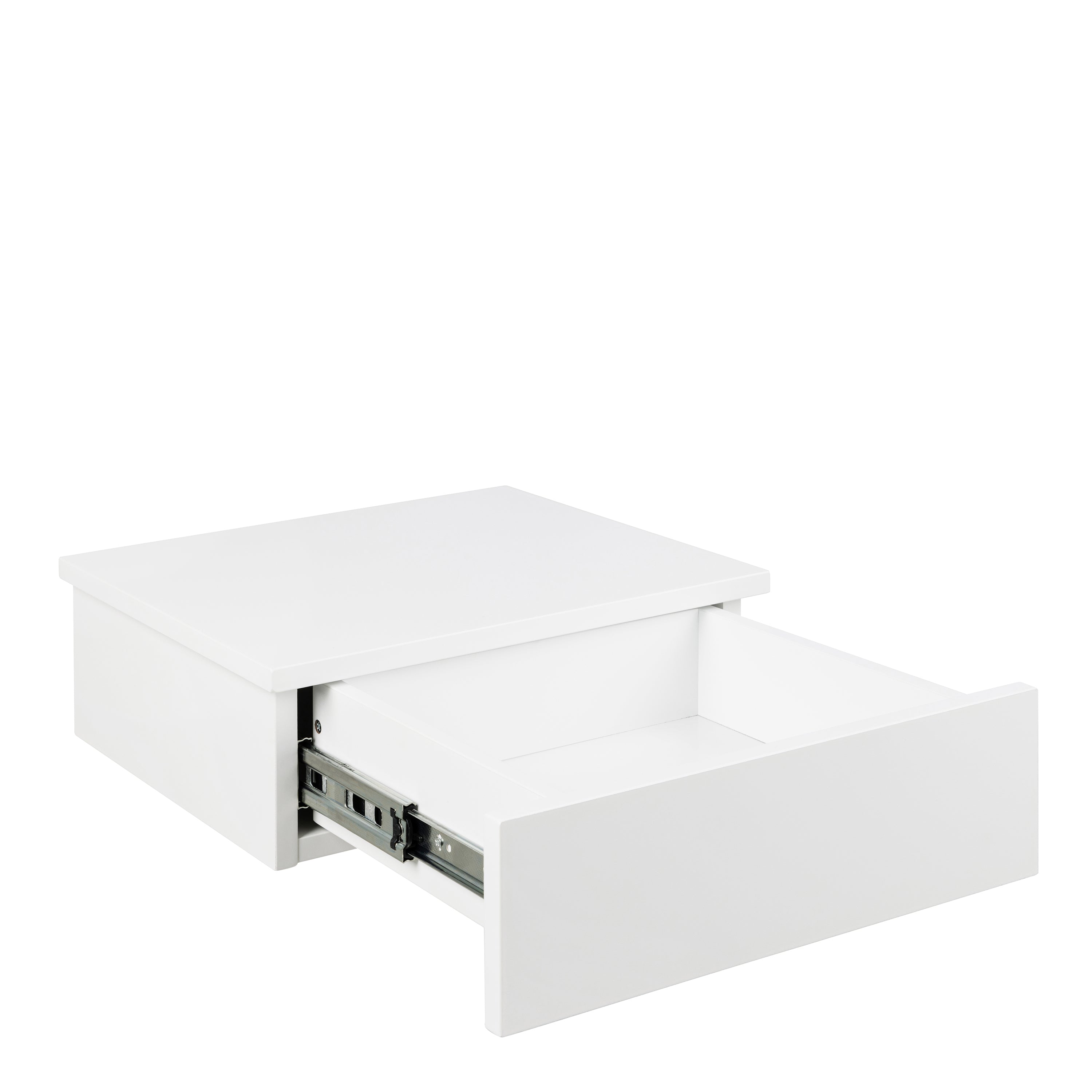 Avon Square Bedside Table with 1 Drawer in White