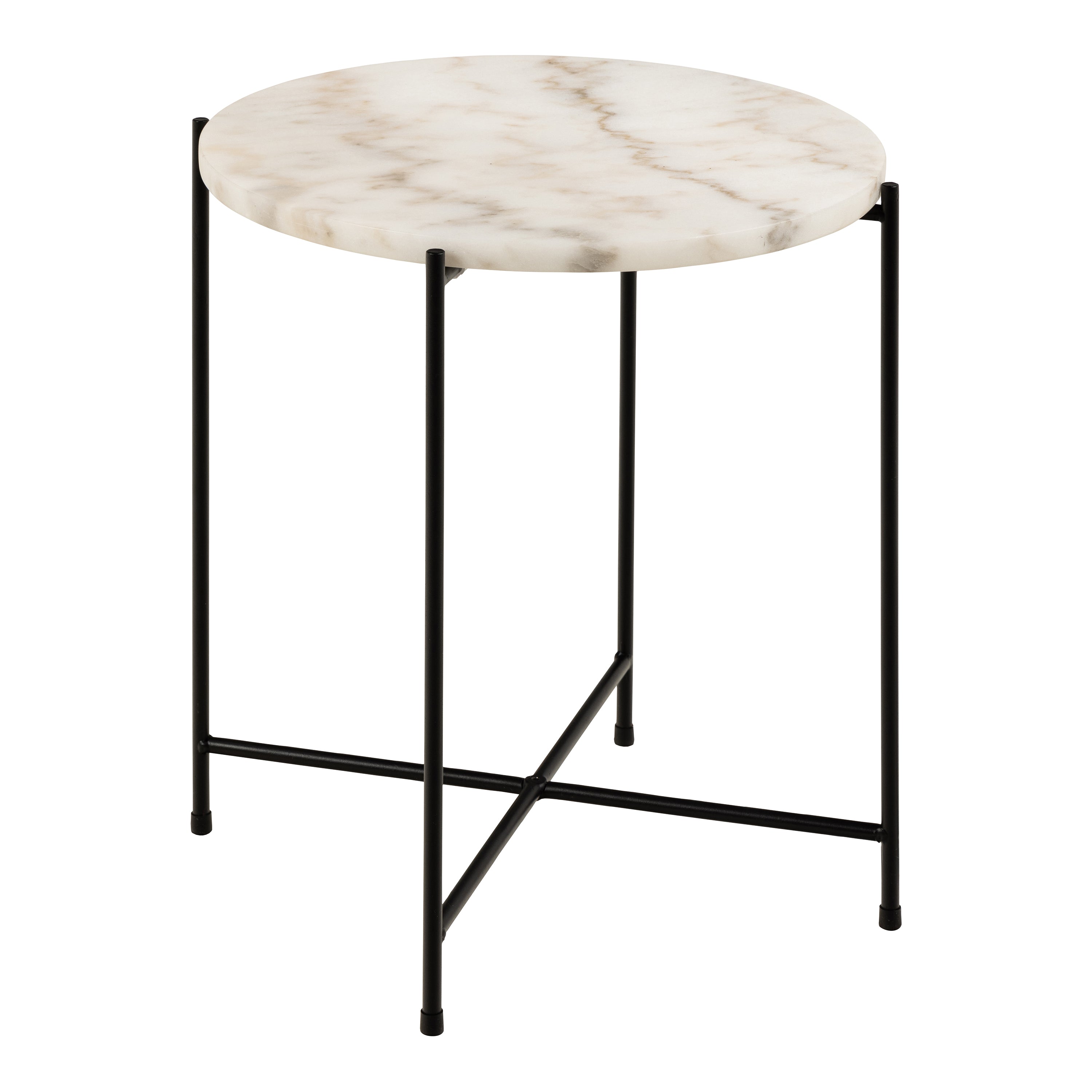 Avril Side Table with White Marble Top 42x45cm