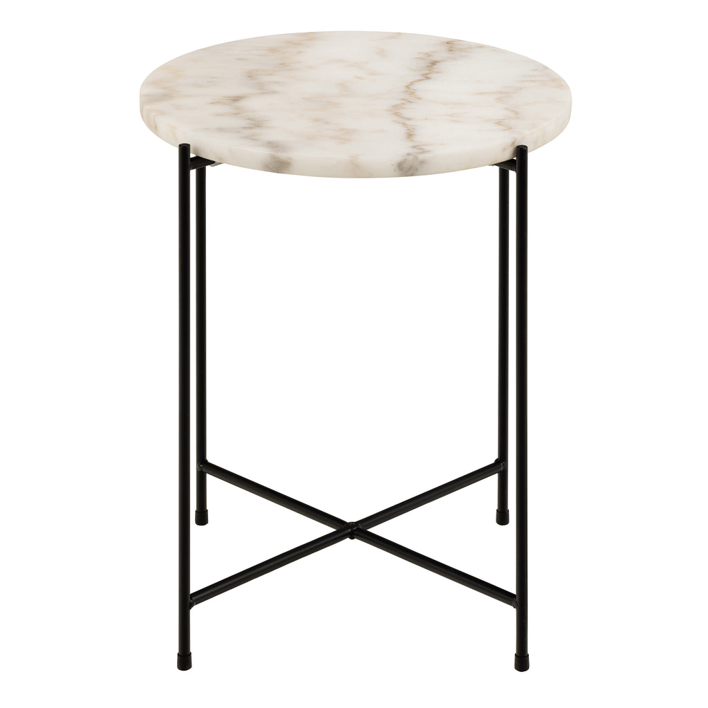 Avril Side Table with White Marble Top 42x45cm