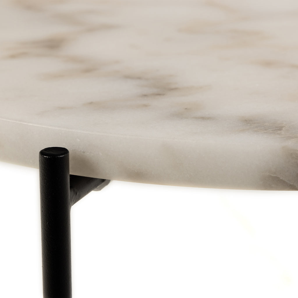 Avril Side Table with White Marble Top 42x45cm