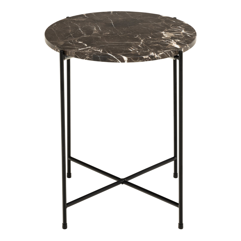Avril Side Table with Brown Marble Top 42x45cm