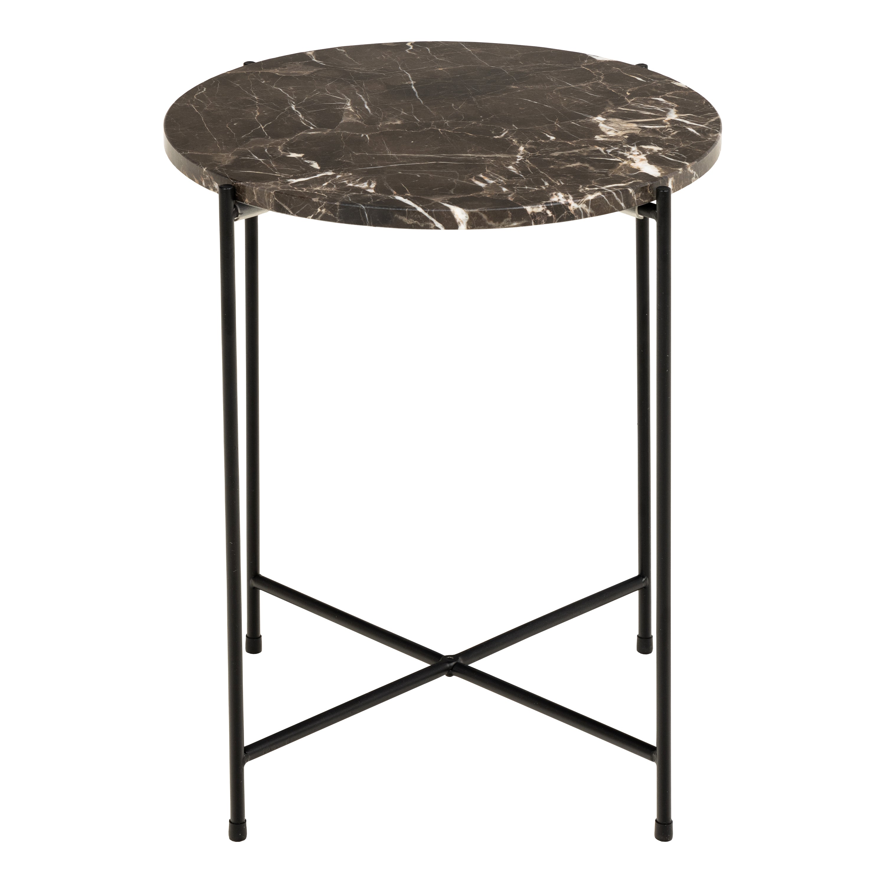 Avril Side Table with Brown Marble Top 42x45cm