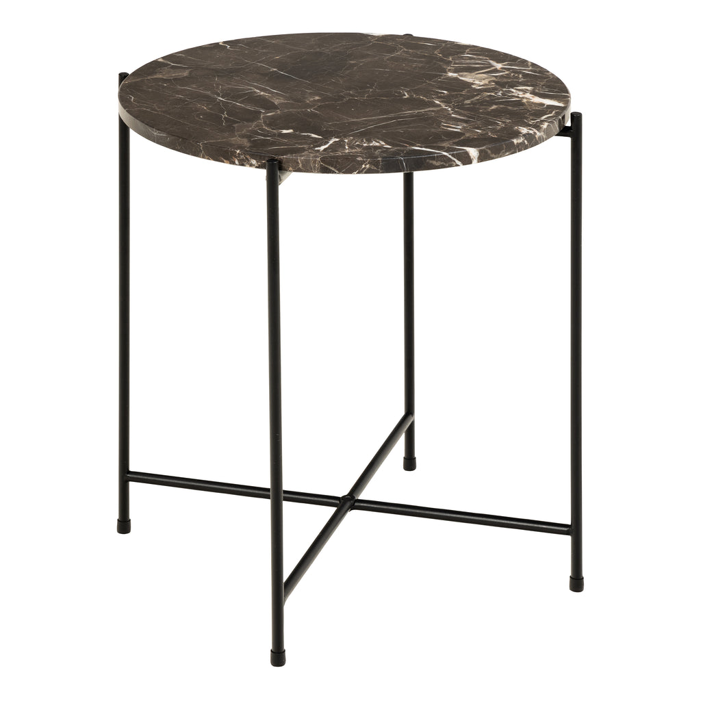 Avril Side Table with Brown Marble Top 42x45cm