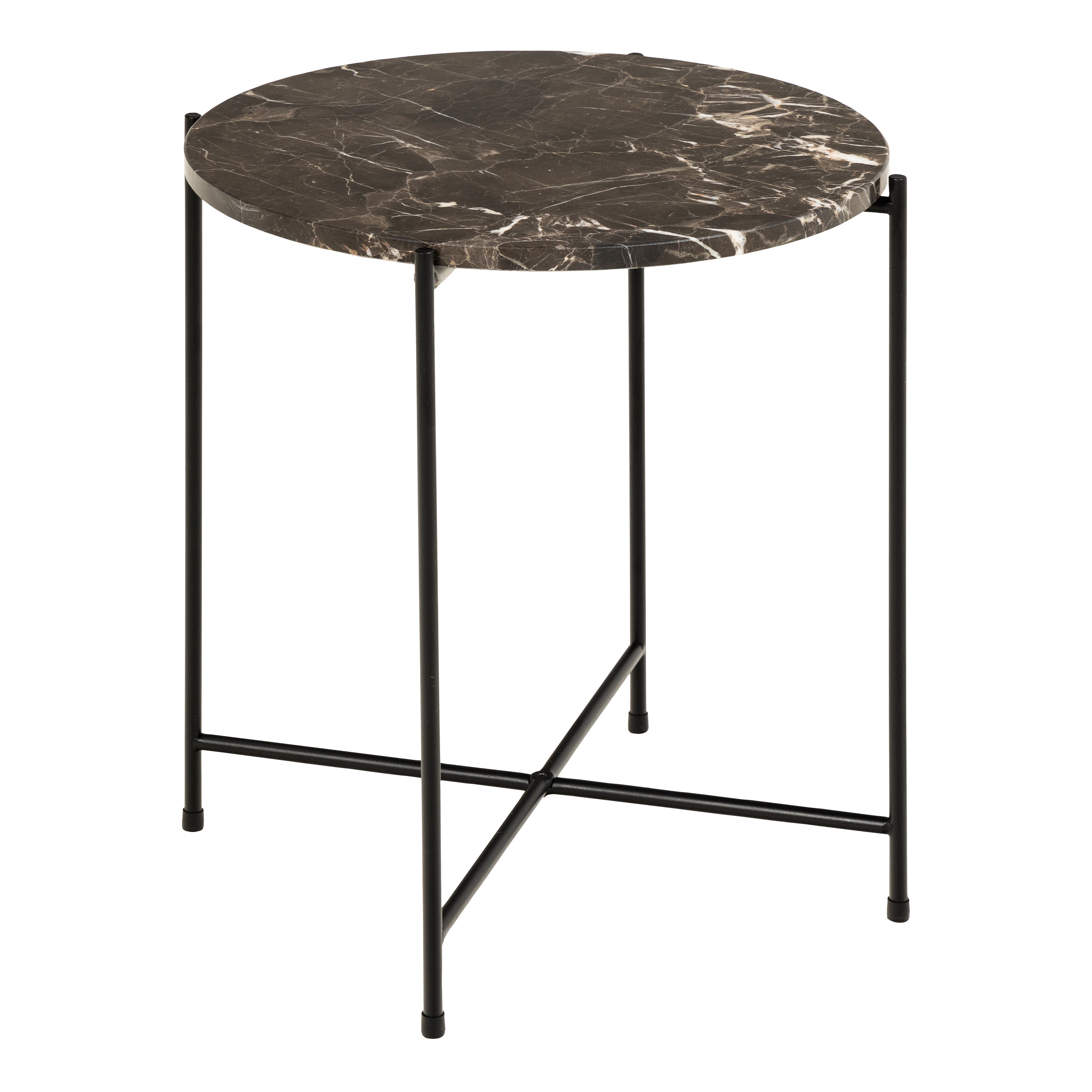 Avril Side Table with Brown Marble Top 42x45cm
