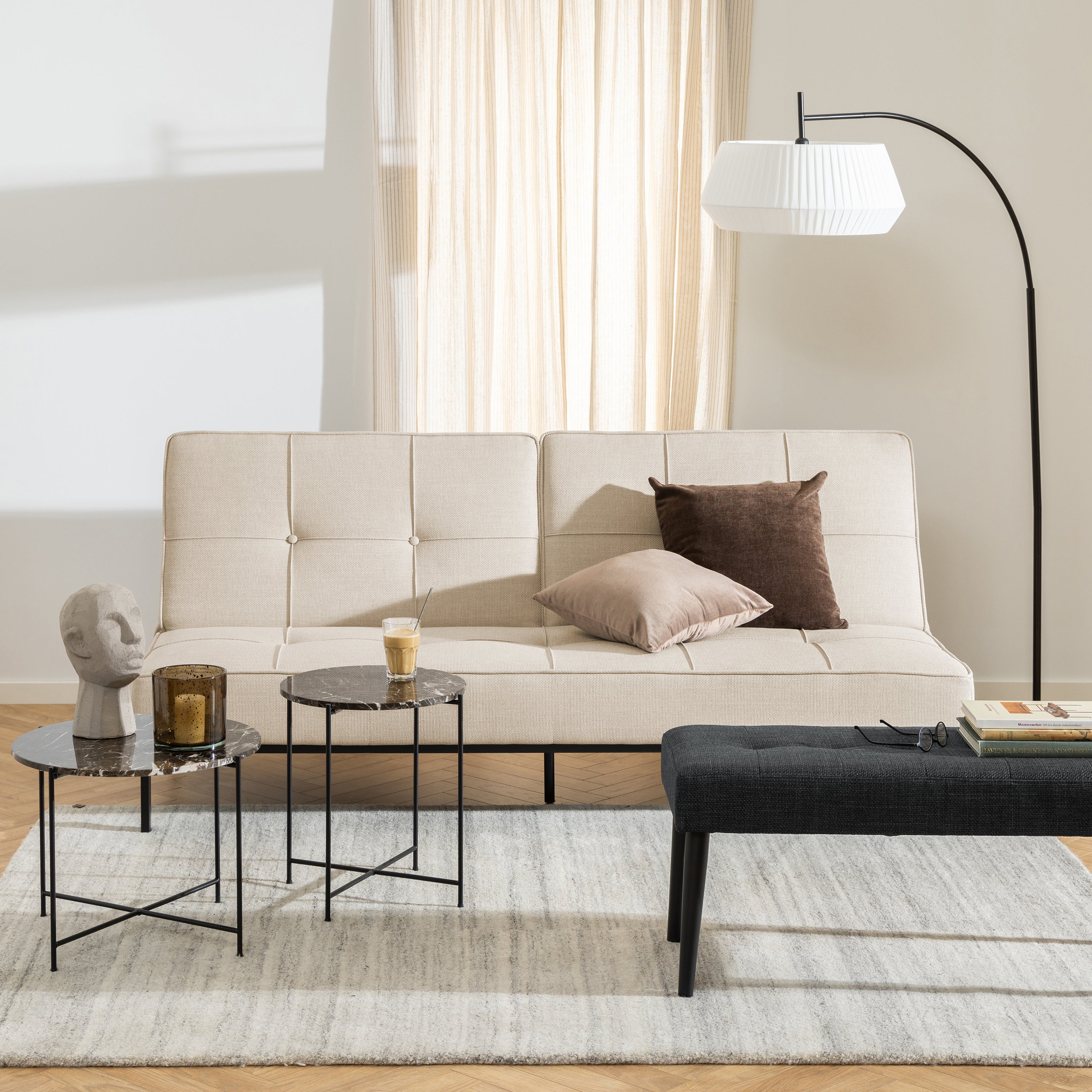 Avril Side Table with Brown Marble Top 42x45cm