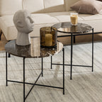 Avril Side Table with Brown Marble Top 42x45cm