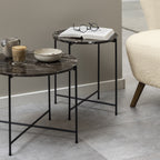 Avril Side Table with Brown Marble Top 42x45cm