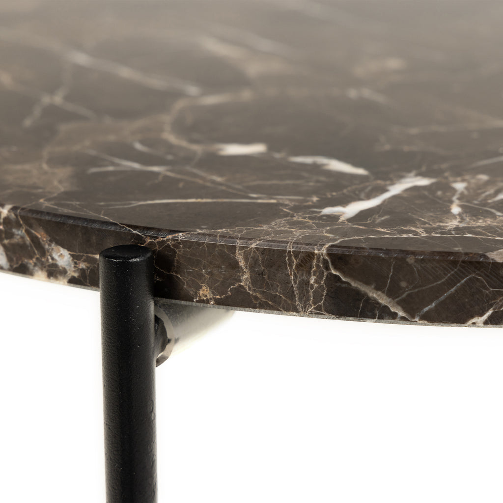 Avril Side Table with Brown Marble Top 42x45cm