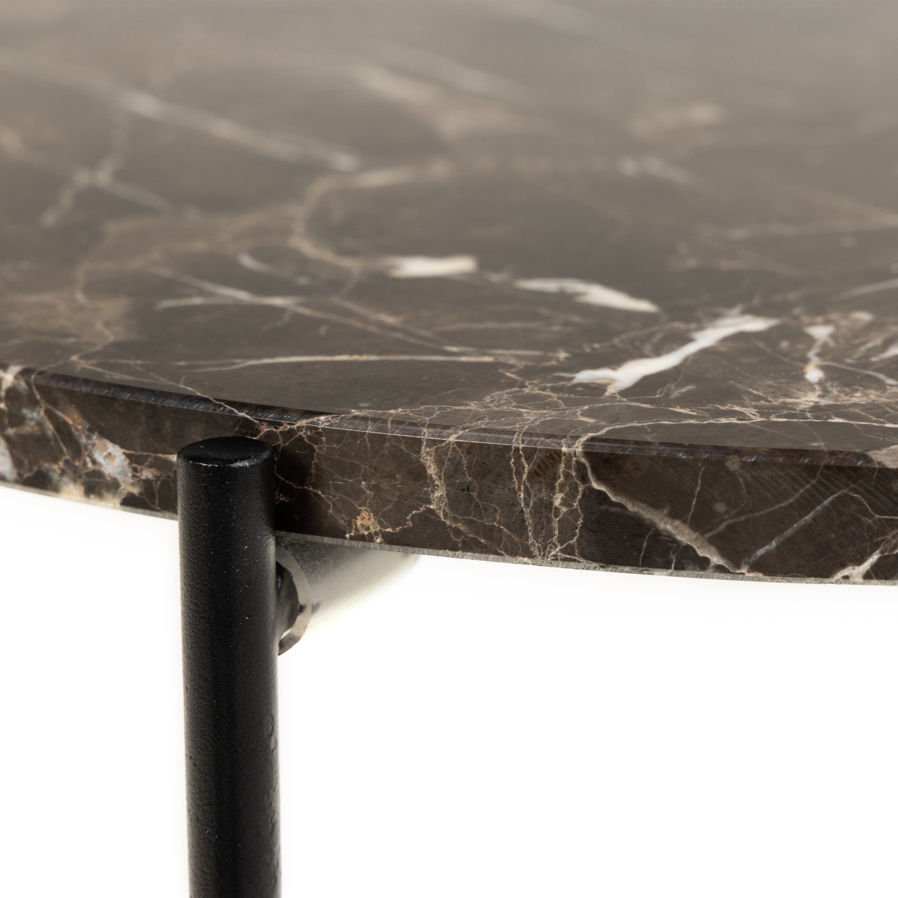 Avril Side Table with Brown Marble Top 42x45cm