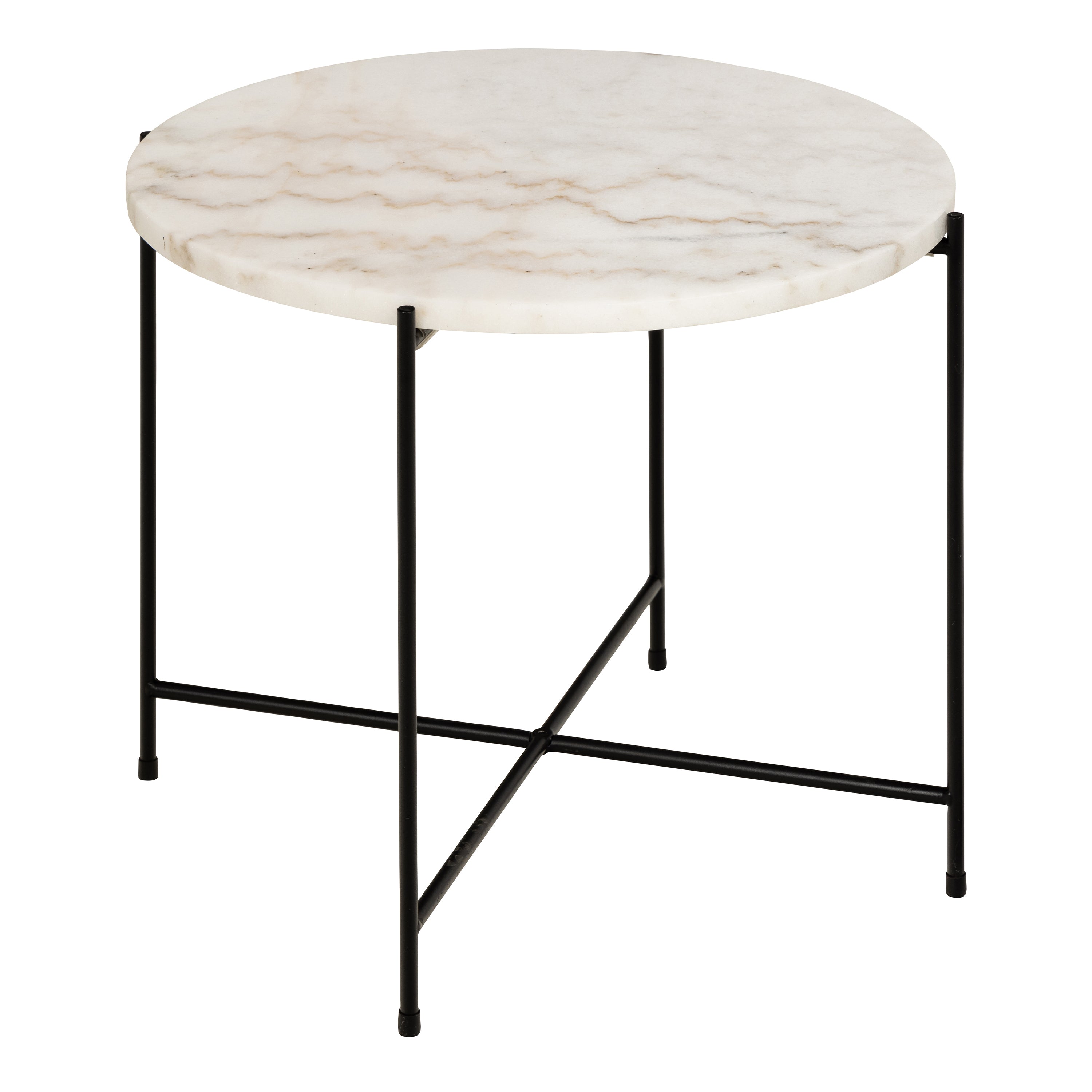 Avril Side Table with White Marble Top 52x40cm