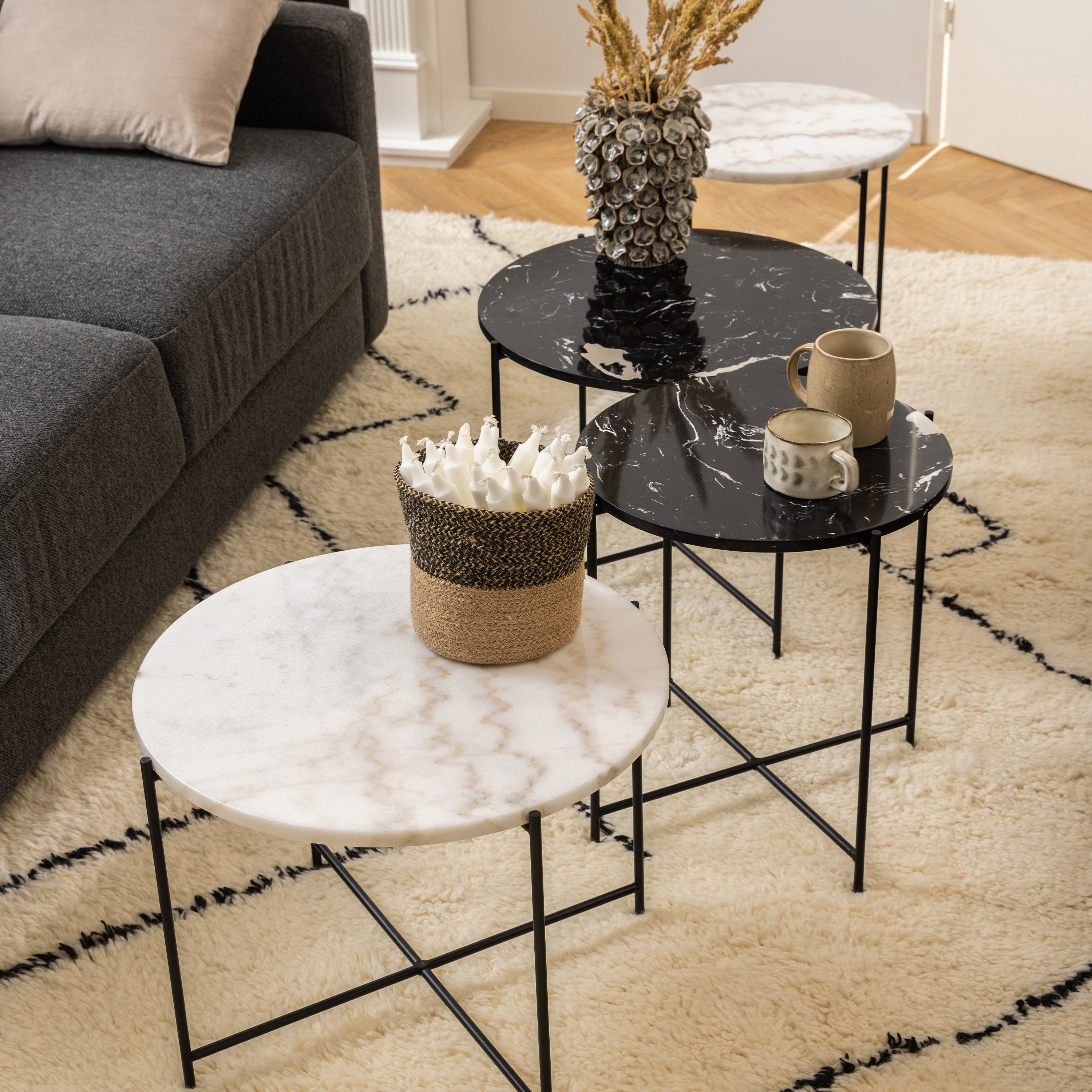 Avril Side Table with White Marble Top 52x40cm