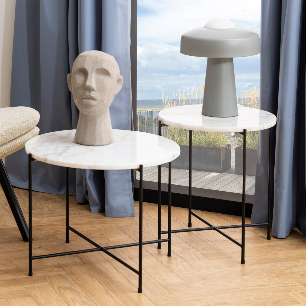 Avril Side Table with White Marble Top 52x40cm