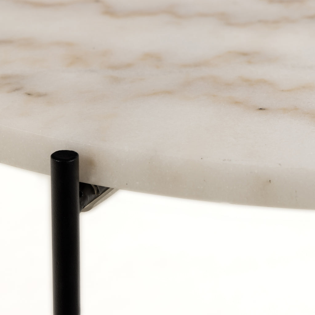 Avril Side Table with White Marble Top 52x40cm