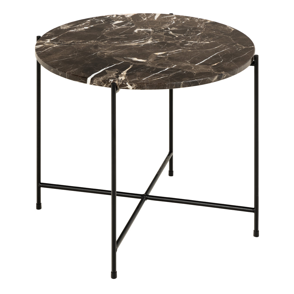 Avril Side Table with Brown Marble Top 52x40cm
