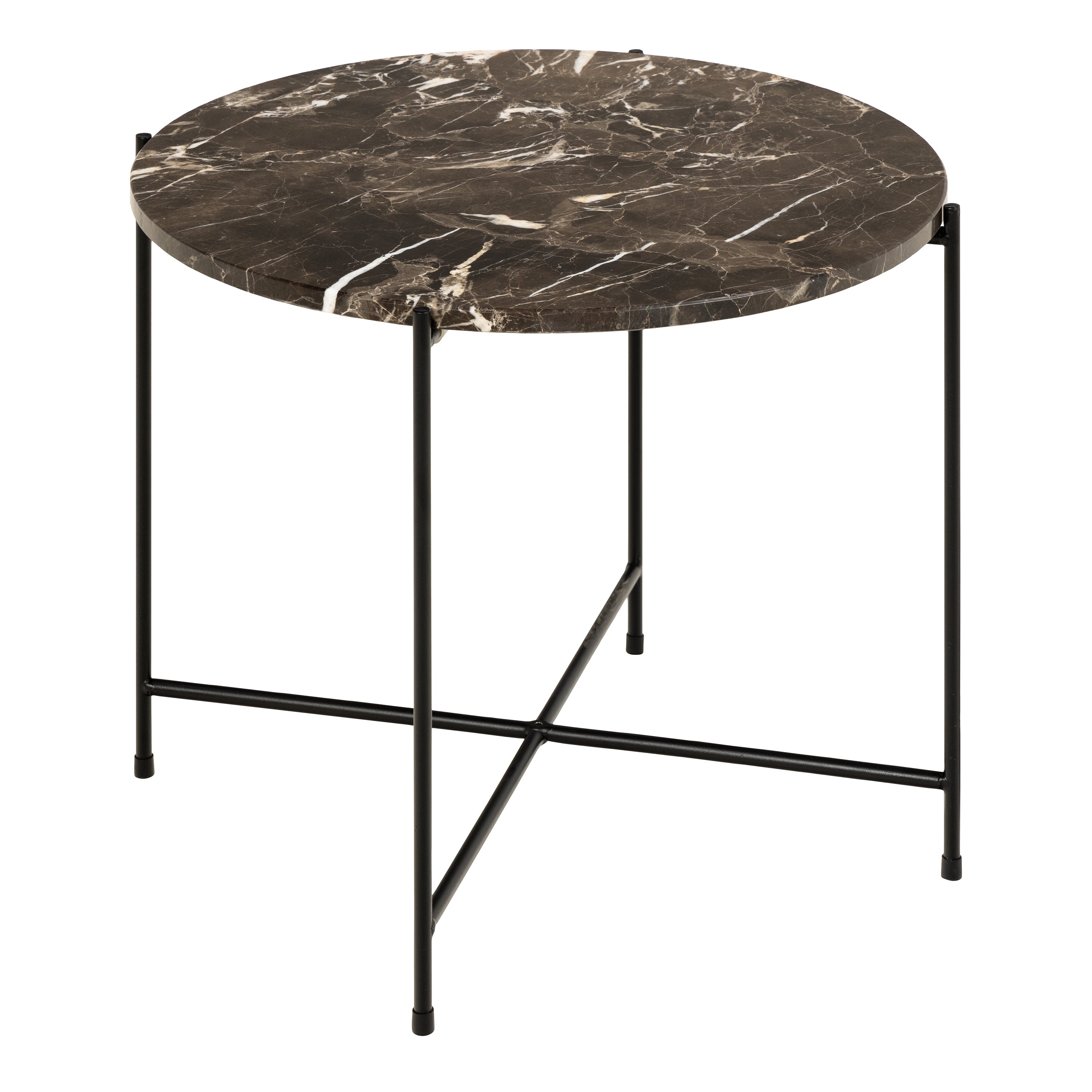 Avril Side Table with Brown Marble Top 52x40cm