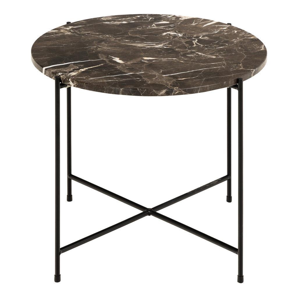 Avril Side Table with Brown Marble Top 52x40cm
