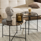 Avril Side Table with Brown Marble Top 52x40cm