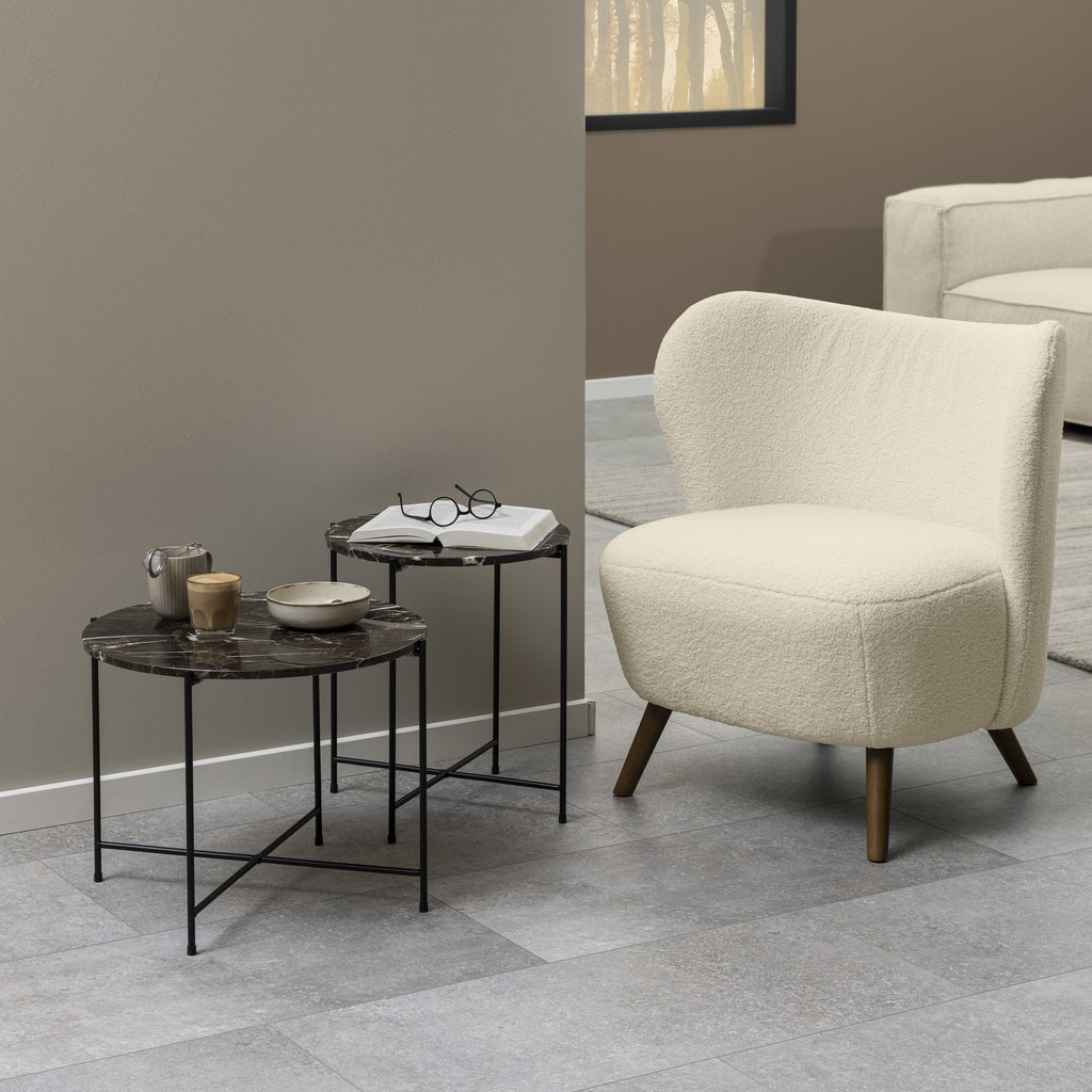 Avril Side Table with Brown Marble Top 52x40cm