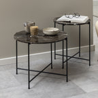 Avril Side Table with Brown Marble Top 52x40cm