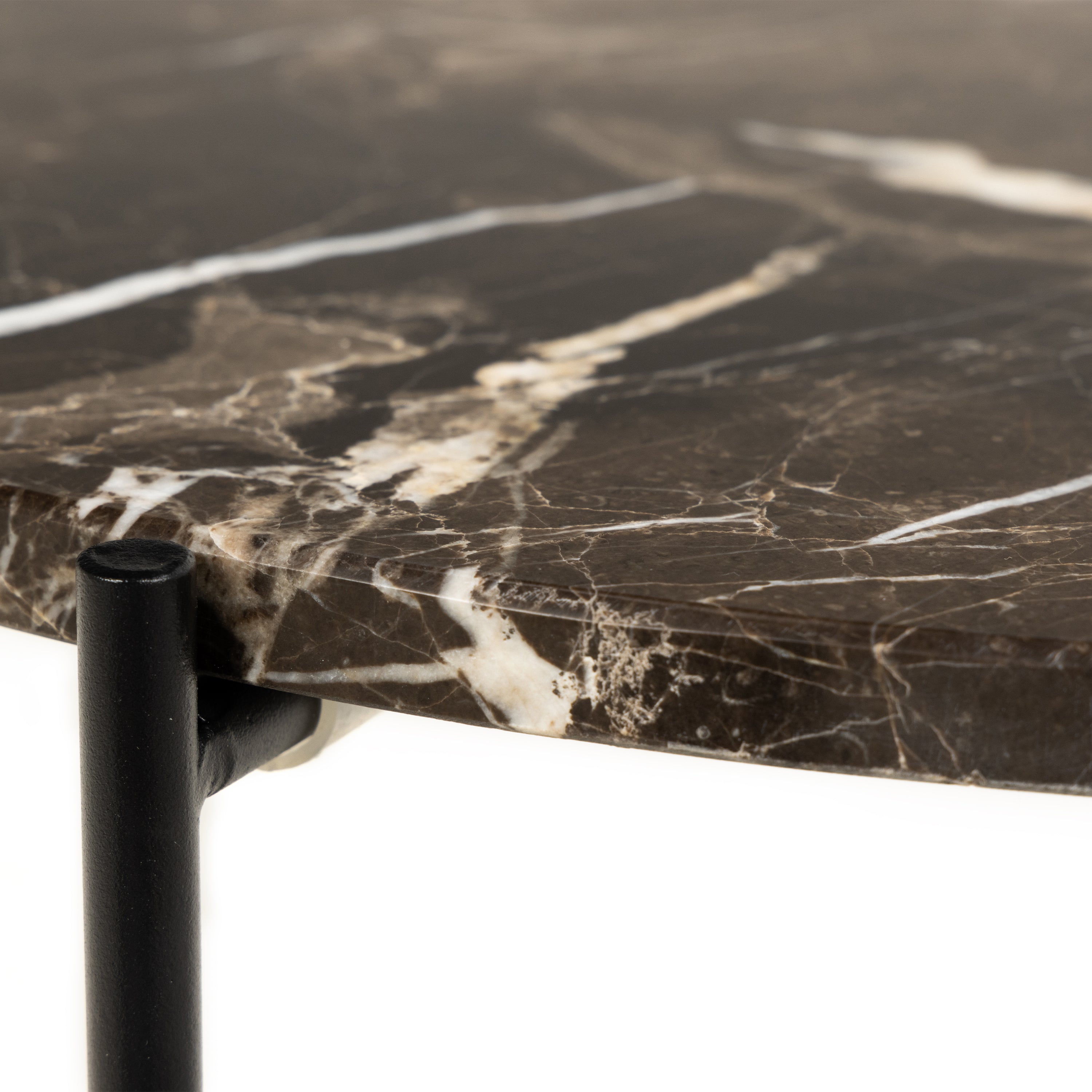 Avril Side Table with Brown Marble Top 52x40cm
