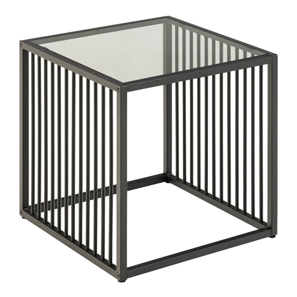 Sylvester Side Table in Black with Glass Top