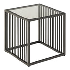 Sylvester Side Table in Black with Glass Top