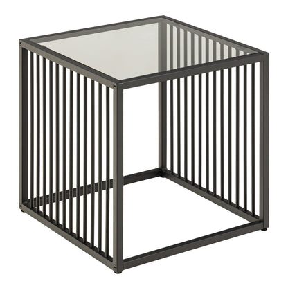 Sylvester Side Table in Black with Glass Top